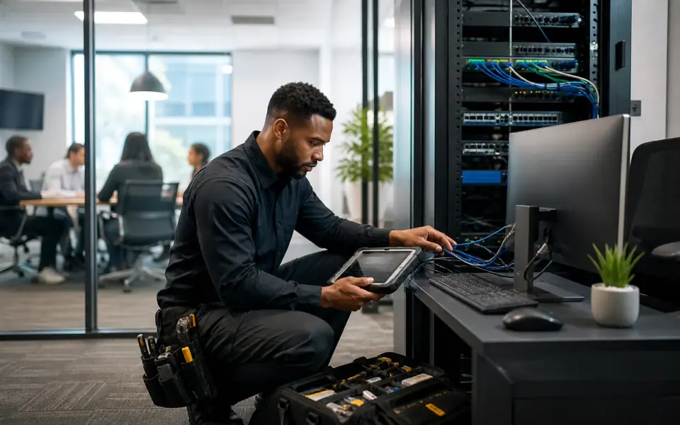 Onsite engineer providing technical infrastructure support
