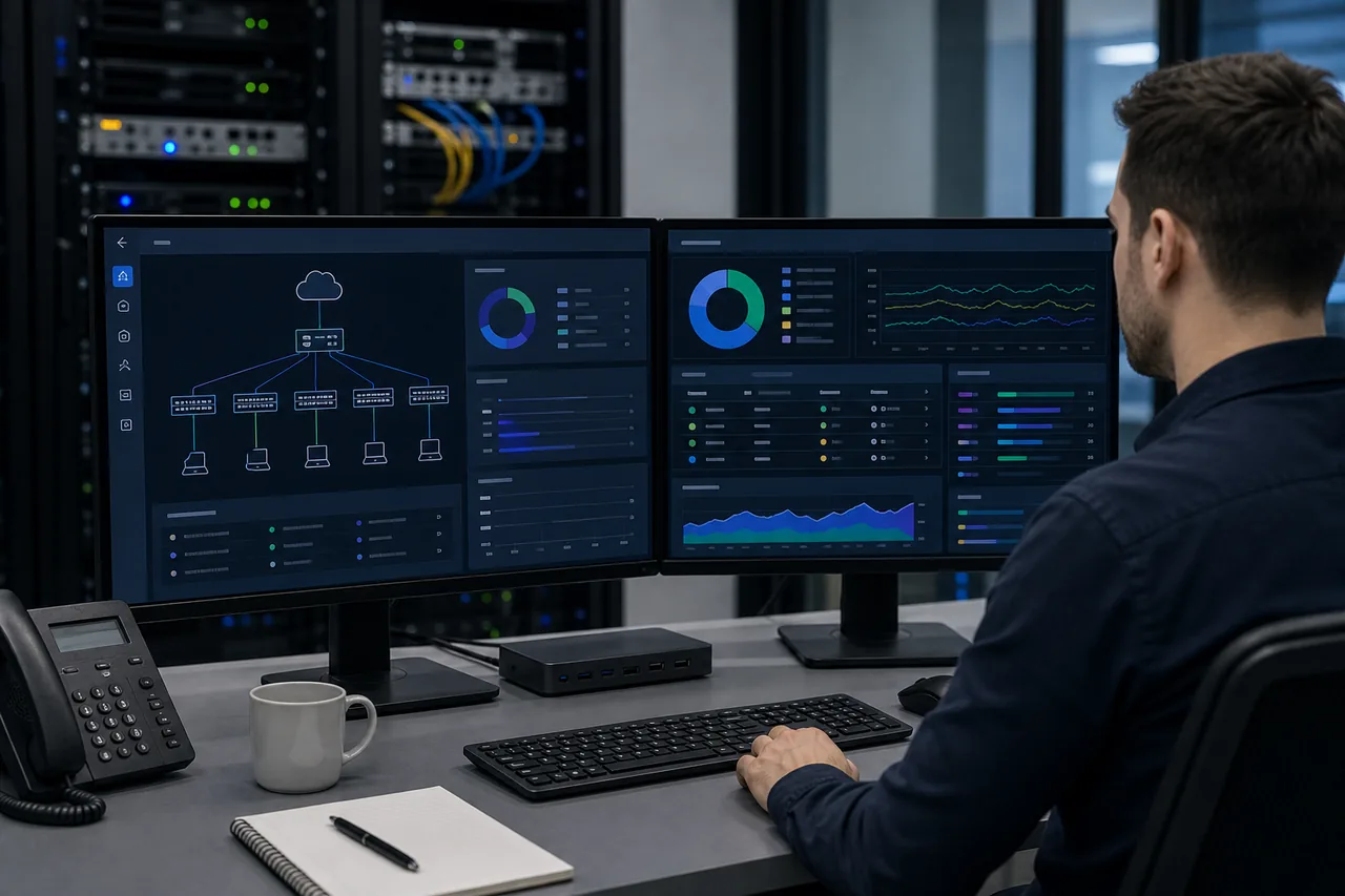 Enterprise network configuration dashboard with switches routing and secure segmentation